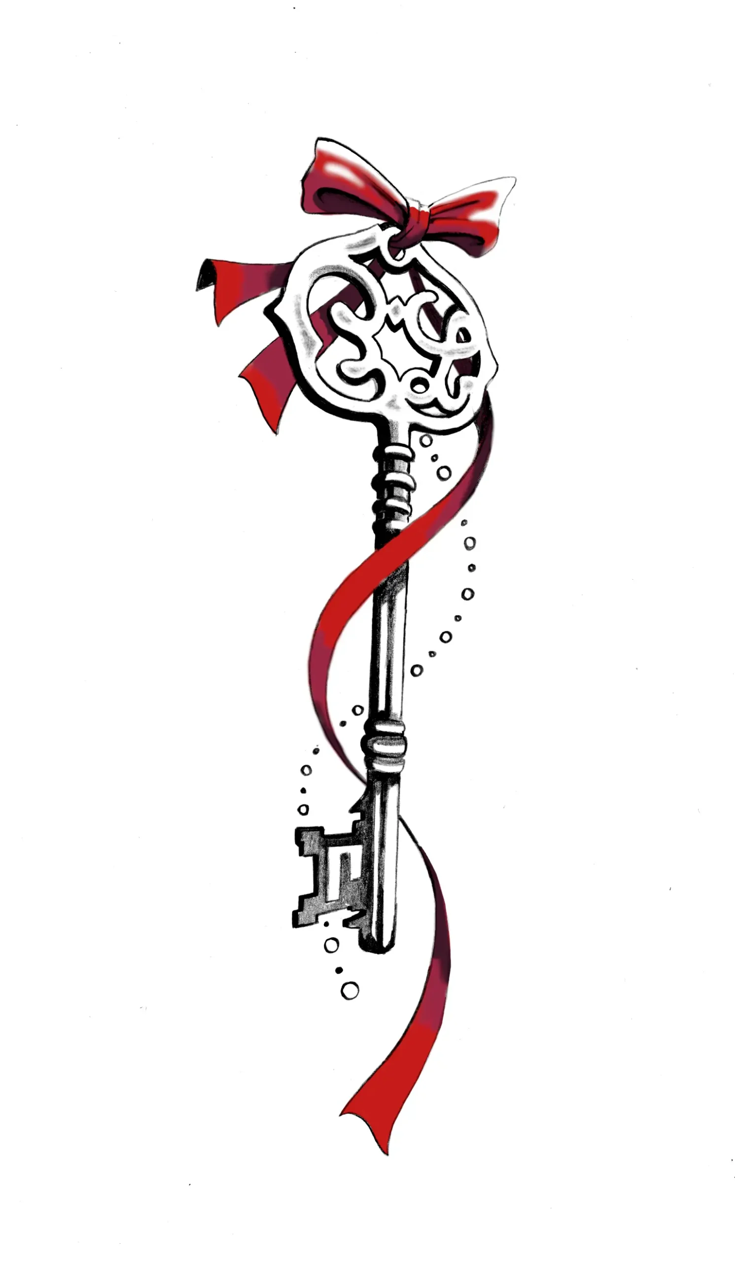 Clé ruban rouge-Dessin Sylvain