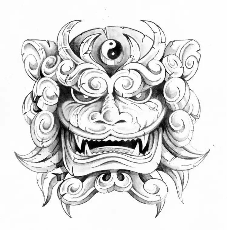 lion chinois-Dessin Sylvain